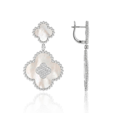 Luvente 14K white gold and Mother of Pearl Earrings