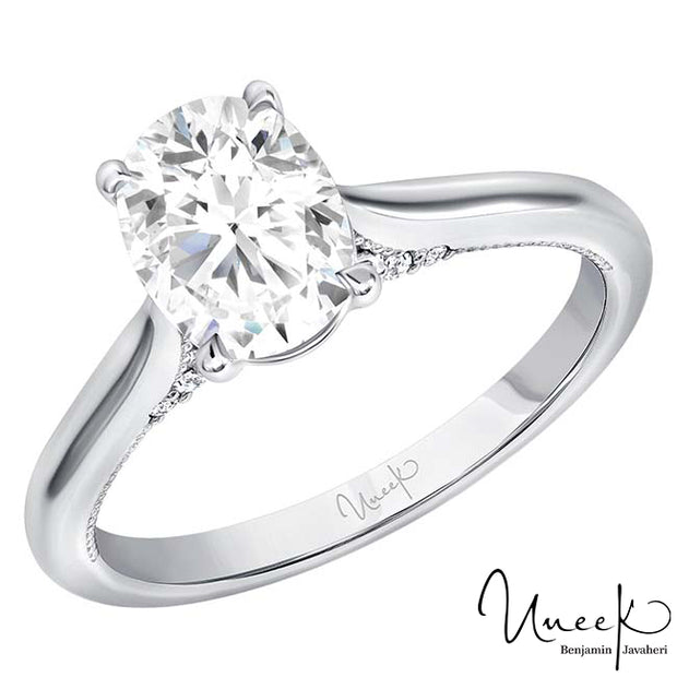 Uneek Us Collection Oval Diamond Engagement Ring, in 14K White Gold Style SWUS023CW-OV