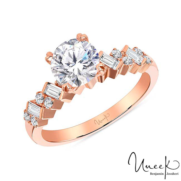 Uneek Us Collection Round Diamond Engagement Ring, in 14K Rose Gold Style SWUS5778CR-6.5RD