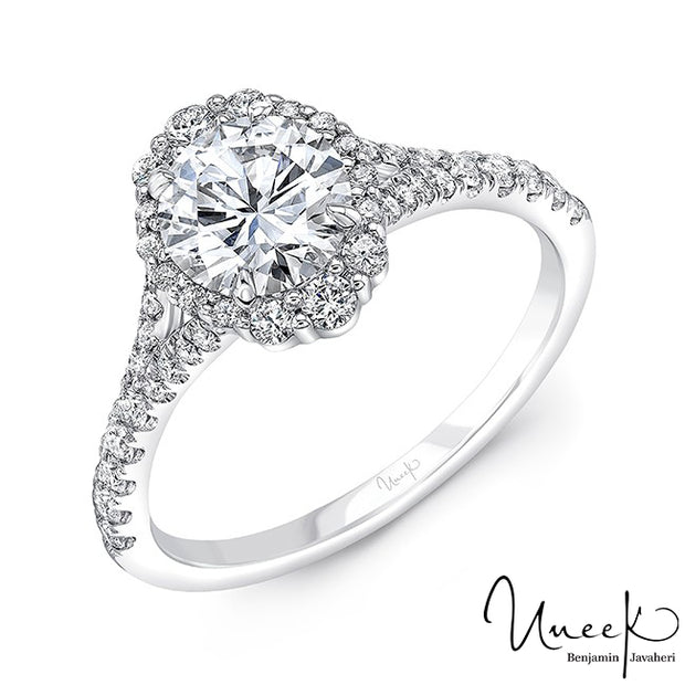 Uneek Round Diamond Engagement Ring, in 14K White Gold Style SWS232DSSSW-6.5RD