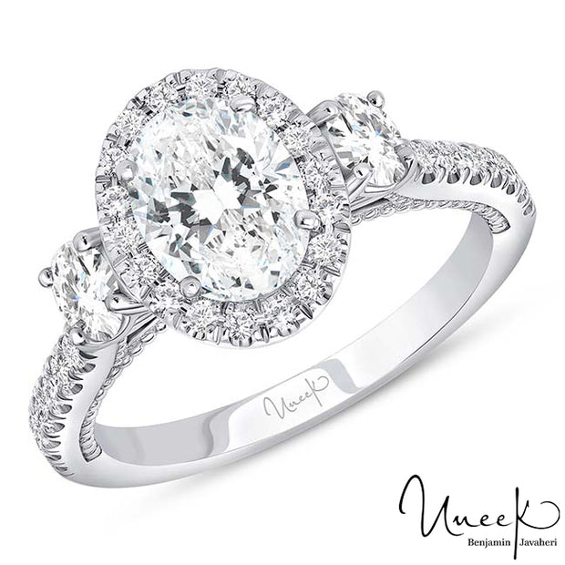 Uneek Us Collection Oval Diamond Engagement Ring, in 14K White Gold Style SWUS308OV-8X5.8OV