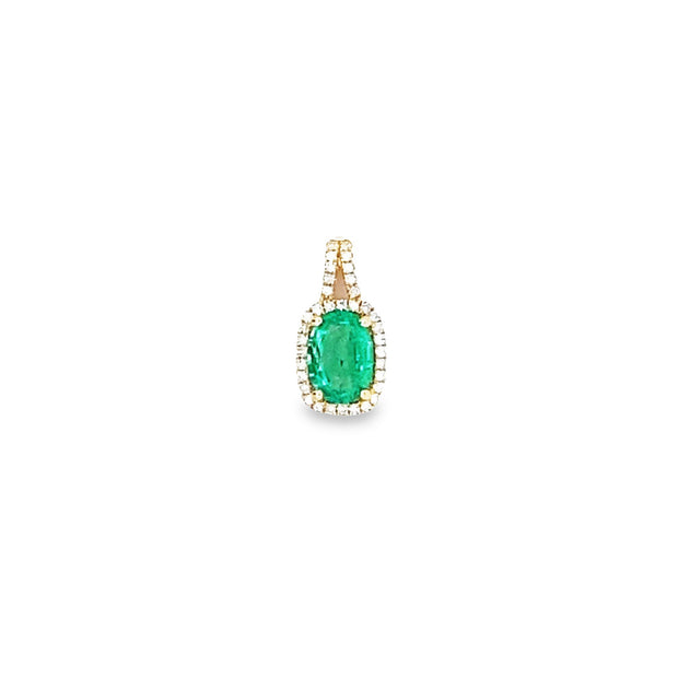 14K Gold Diamond and Emerald Pendant