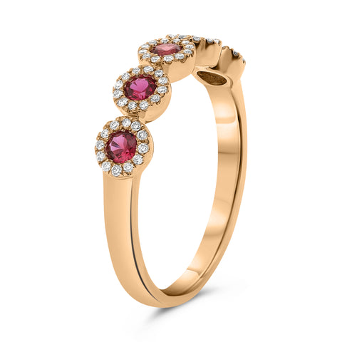 Roman + Jules 14K Rose Gold Diamond and Ruby Ring Style MR912-1