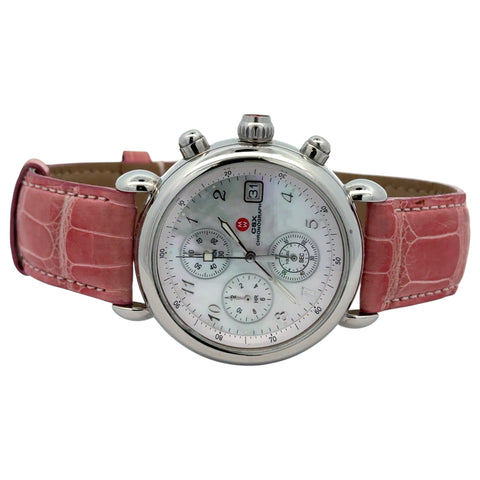 Michele CSX model 71-2000/3000, MOP dial, stainless steel, 36mm, quartz, leather strap