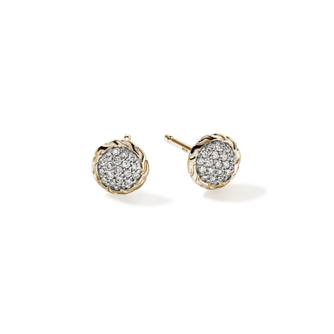 John Hardy Essentials 14K Gold Studs with Diamonds