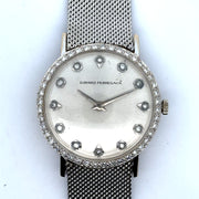 Girard Perregaux vintage 14K white Gold Ladies Watch with Diamond Bezel