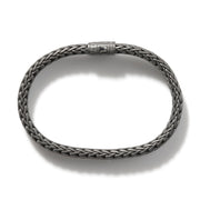 John Hardy Icon Flat Chain Bracelet Matte Black Rhodium Plated