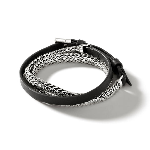 John Hardy Icon Triple Wrap Bracelet on Black Leather