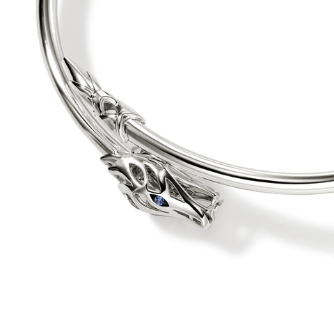 John Hardy Naga Silver Slim Cuff with Blue Sapphire Eyes