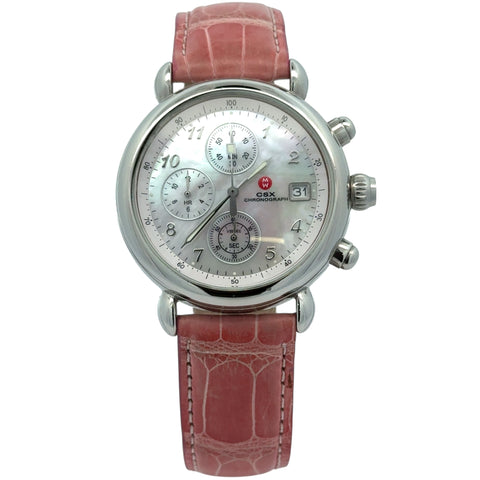 Michele CSX model 71-2000/3000, MOP dial, stainless steel, 36mm, quartz, leather strap