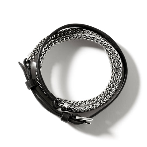 John Hardy Icon Triple Wrap Bracelet on Black Leather