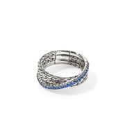 John Hardy Essentials Silver Crossover Ring with Blue Sapphire