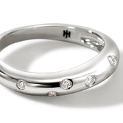 John Hardy Surf Silver Scattered Diamond Ring