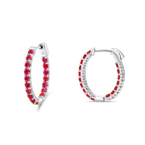 Roman + Jules 14K White Gold and Ruby Earrings Style ME871-2