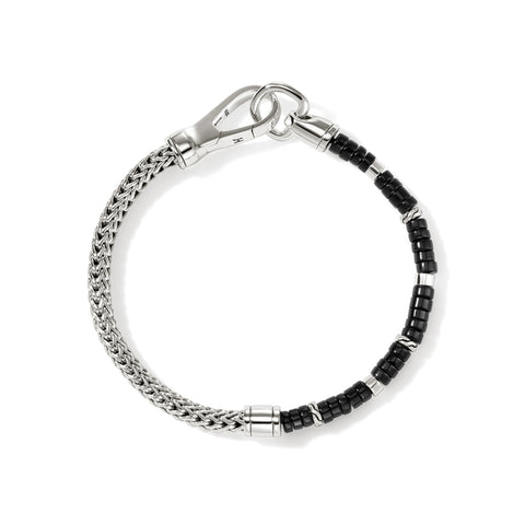 John Hardy Heishi Silver Bracelet with Treated Black Onyx