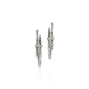 John Hardy Spear Silver Diamond Pave Hoops Earrings