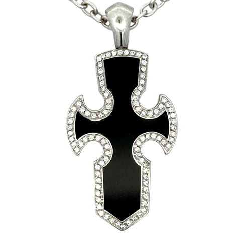 Gavello 18kwg Onyx Cross Pendant