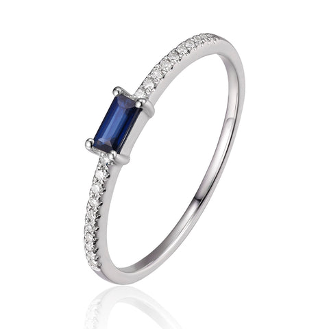 Luvente 14K white gold ring with diamonds and sapphire