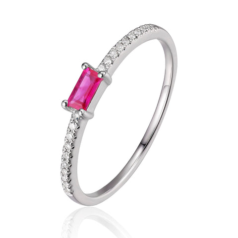Luvente 14K white gold ring with diamonds and ruby