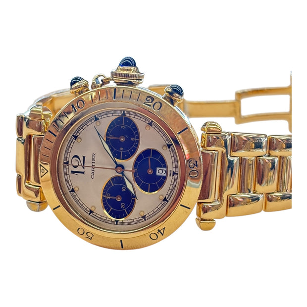Est Cartier De Pasha Chronograph Timepiece 18k Gold