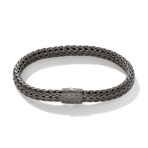 John Hardy Icon Flat Chain Bracelet Matte Black Rhodium Plated