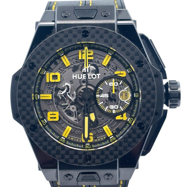 Hublot Limited Black Carbon Skeleton Yellow Dial 45mm ref 401.CQ.0129 ...