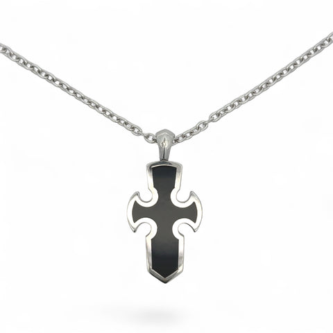 Gavello 18kwg Onyx Cross Pendant