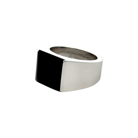 Est Cartier Tank Onyx Ring 18K White Gold, Size 53