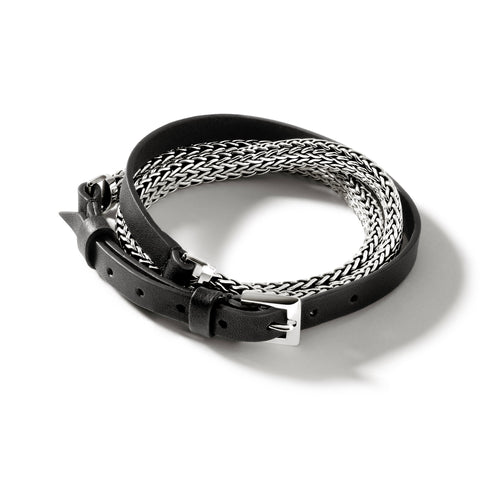 John Hardy Icon Triple Wrap Bracelet on Black Leather