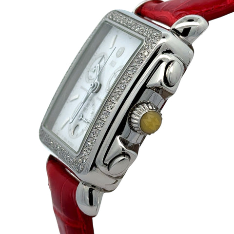 Michele Deco Stainless Steel Chronograph With Diamond Bezel