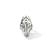 John Hardy Naga Silver Ring with Blue Sapphire