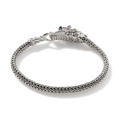 John Hardy Naga Heritage Silver Extra Small Bracelet with Black Sapphire