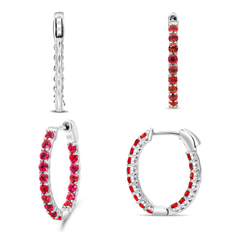 Roman + Jules 14K White Gold and Ruby Earrings Style ME871-2