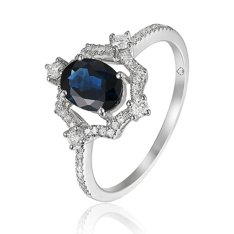 Luvente 14K white gold with diamonds and sapphire