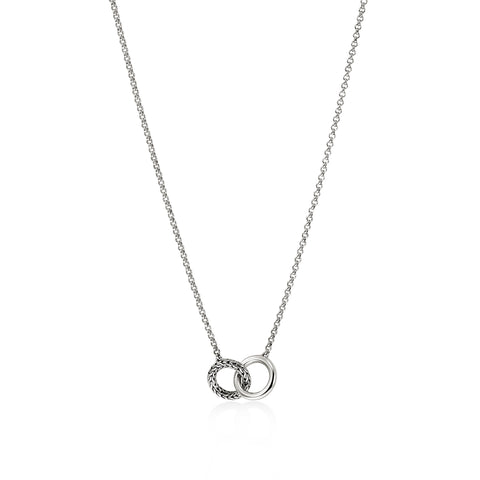 John Hardy Essentials Silver Mini Rolo Chain Interlinking Necklace