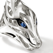 John Hardy Naga Silver Ring with Blue Sapphire