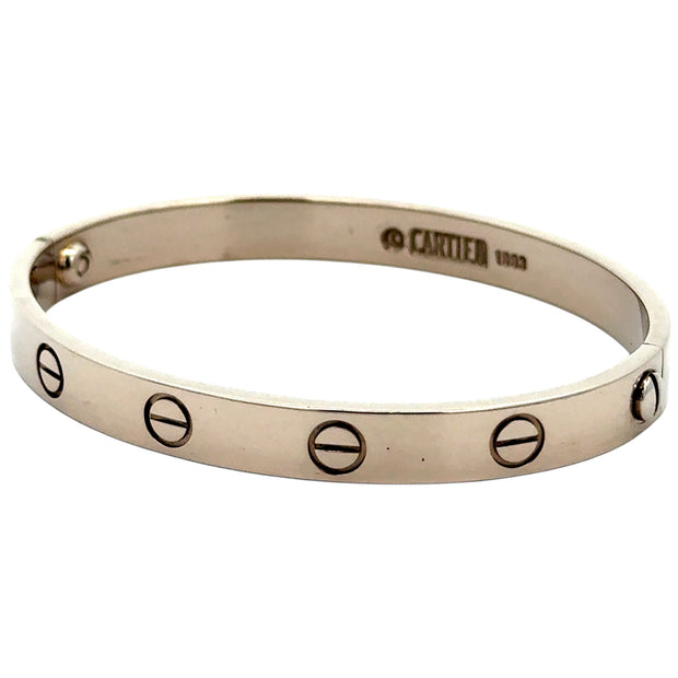 Est Cartier Love Bracelet 18K White Gold, Size 16