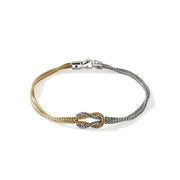 Love Knot 14K Gold & Silver 1.8mm Chain Double Row Bracelet