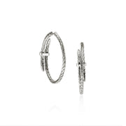 John Hardy Spear Silver Diamond Pave Hoops Earrings