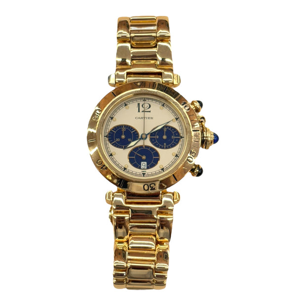 Est Cartier De Pasha Chronograph Timepiece 18k Gold