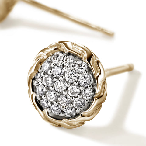 John Hardy Essentials 14K Gold Studs with Diamonds