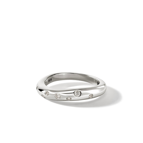 John Hardy Surf Silver Scattered Diamond Ring