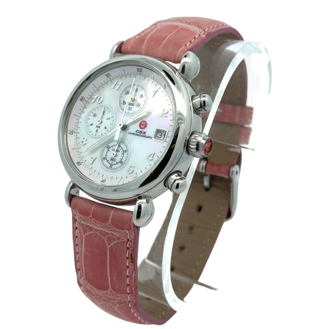 Michele CSX model 71-2000/3000, MOP dial, stainless steel, 36mm, quartz, leather strap