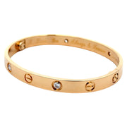 Est Cartier Love Bracelet 18K Yellow Gold with 4 Diamonds, Size 16