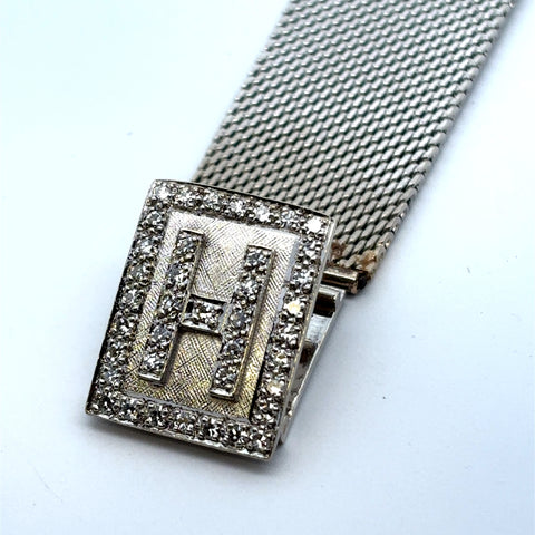 Girard Perregaux vintage 14K white Gold Ladies Watch with Diamond Bezel