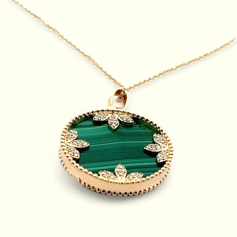 0.12 CT DIA MALACHITE PENDANT