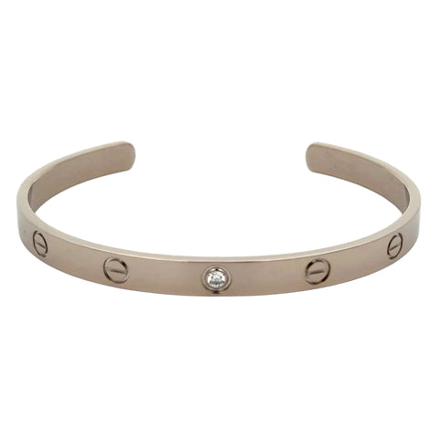 Est Cartier Cuff Love Bracelet 18k White Gold, Size 19