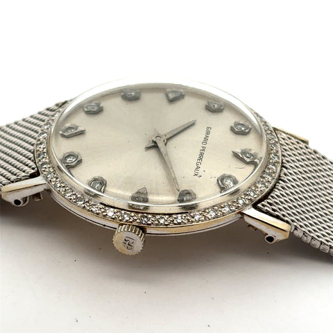 Girard Perregaux vintage 14K white Gold Ladies Watch with Diamond Bezel