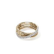 John Hardy Essentials 14K Crossover Ring with Diamonds