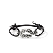 John Hardy Love Knot Silver 3.5mm Chain Bracelet on Black Leather Cord